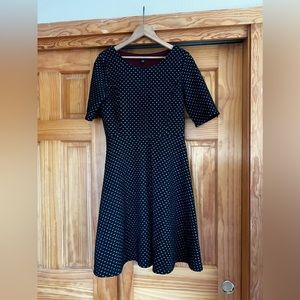 Land’s End Black Dress with White Diamond Pattern
